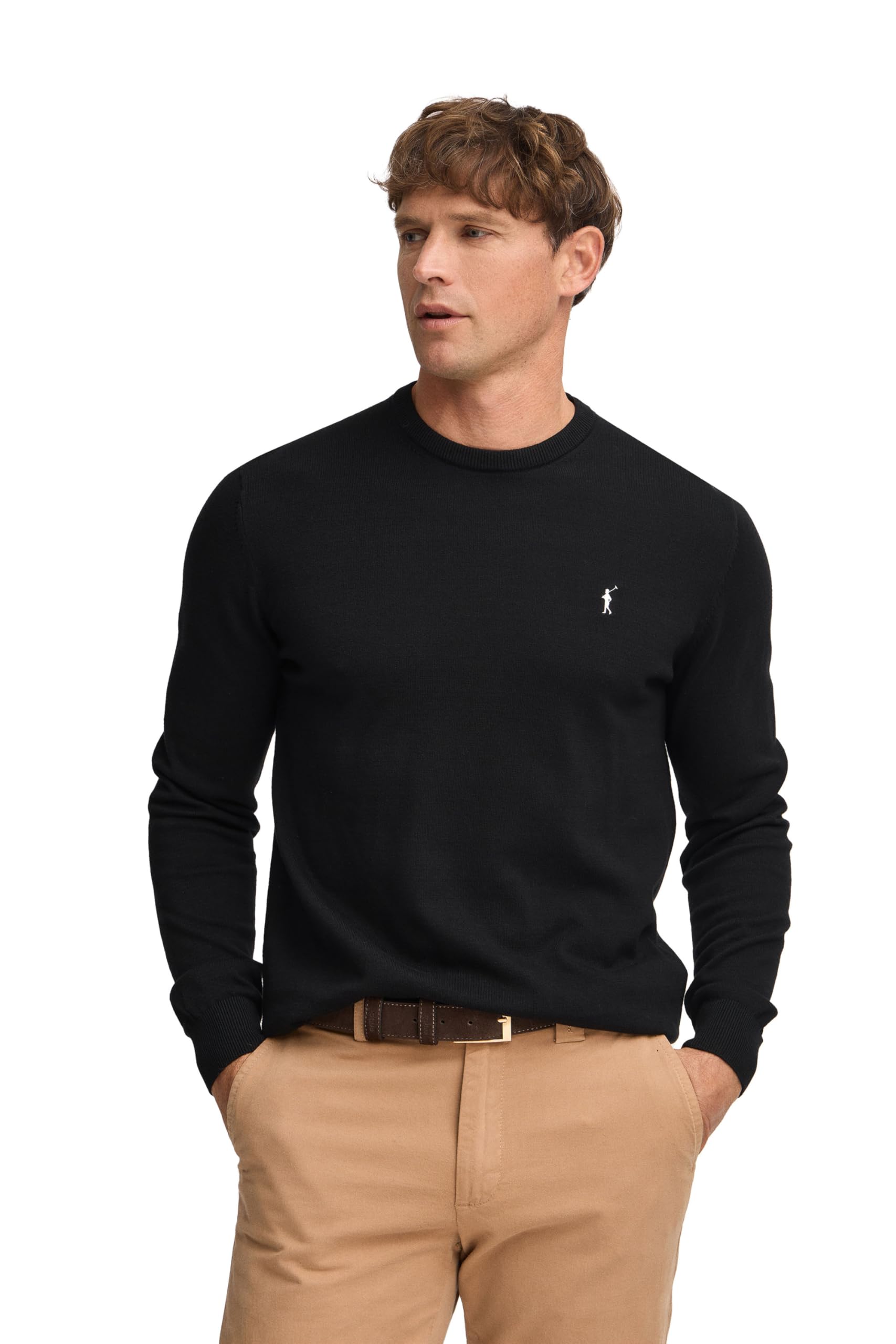 Polo Club Maglione a Treccia da Uomo con Logo e Scollo Tondo
