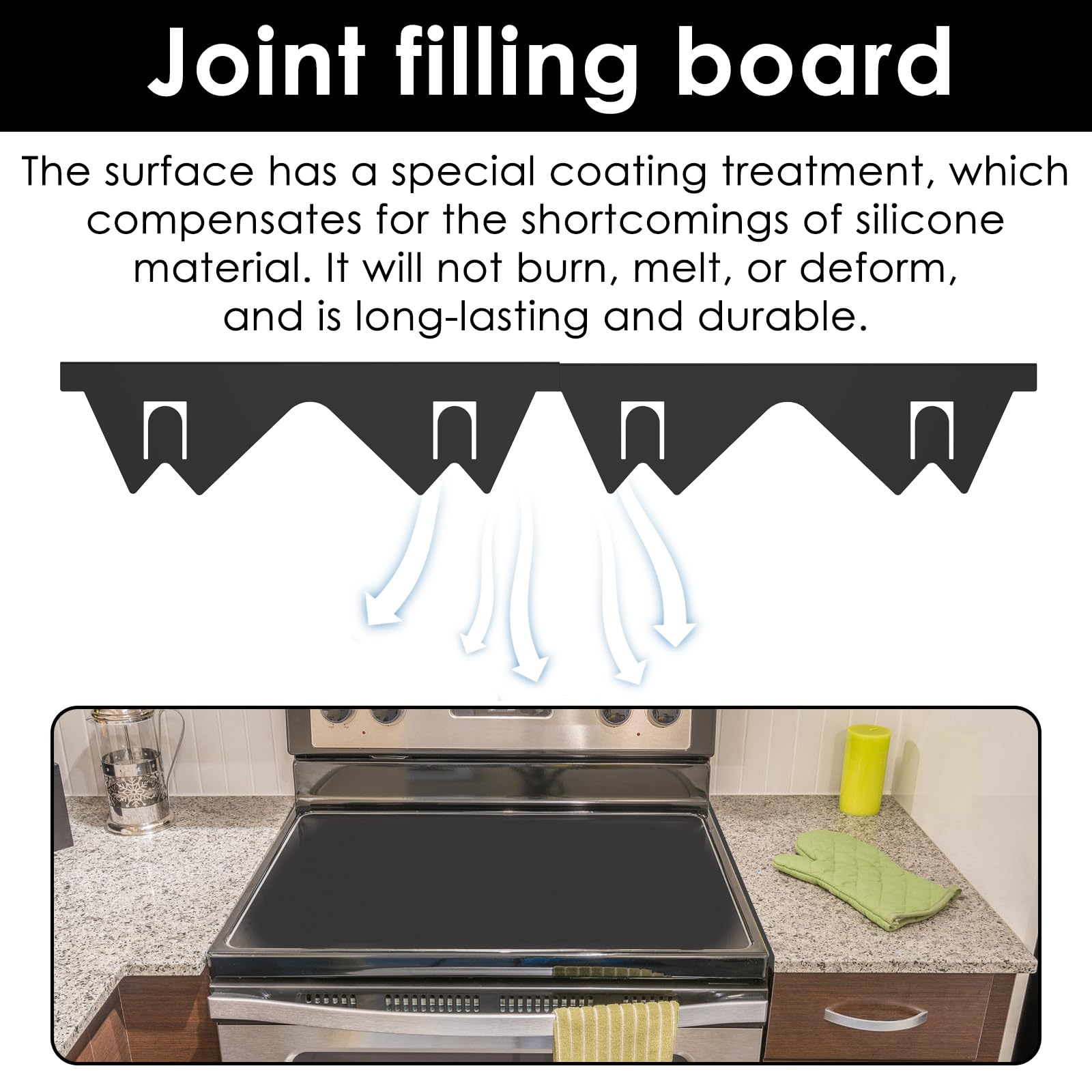 Lot de 2 couvre-joints rétractables en acier inoxydable pour cuisinière - Résistants à la chaleur - Réutilisables - Longueur 35 à 70 cm