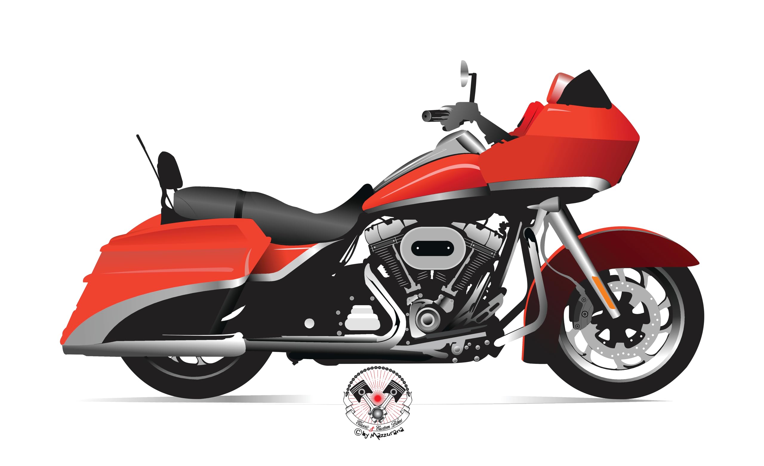 Drapeau Harley rouge 90x60 cm en tissu résistant pour moto