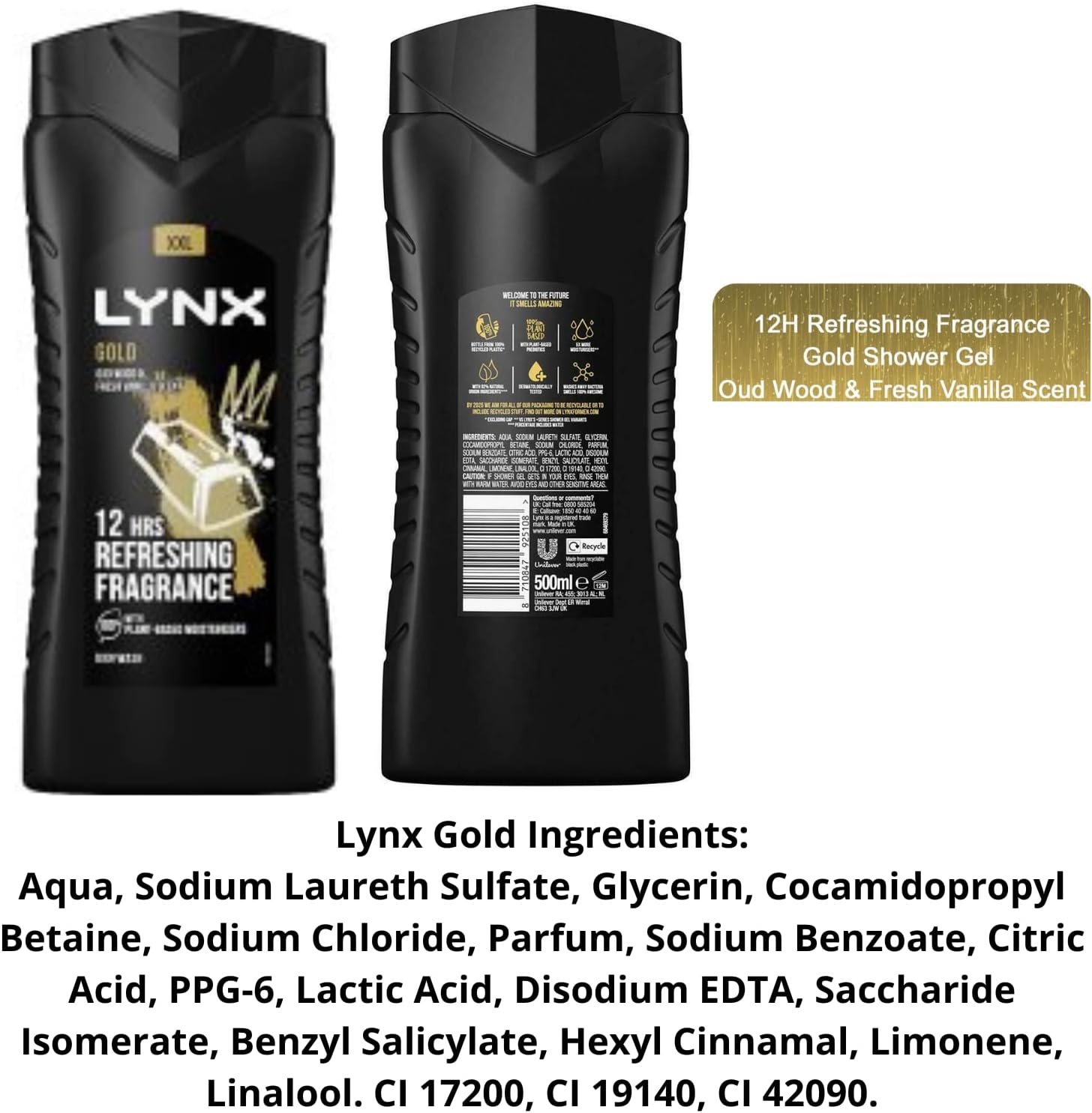 Bath Bundle Contains Lynx Shower Gel For Men, 500ml x3 Great Flavours