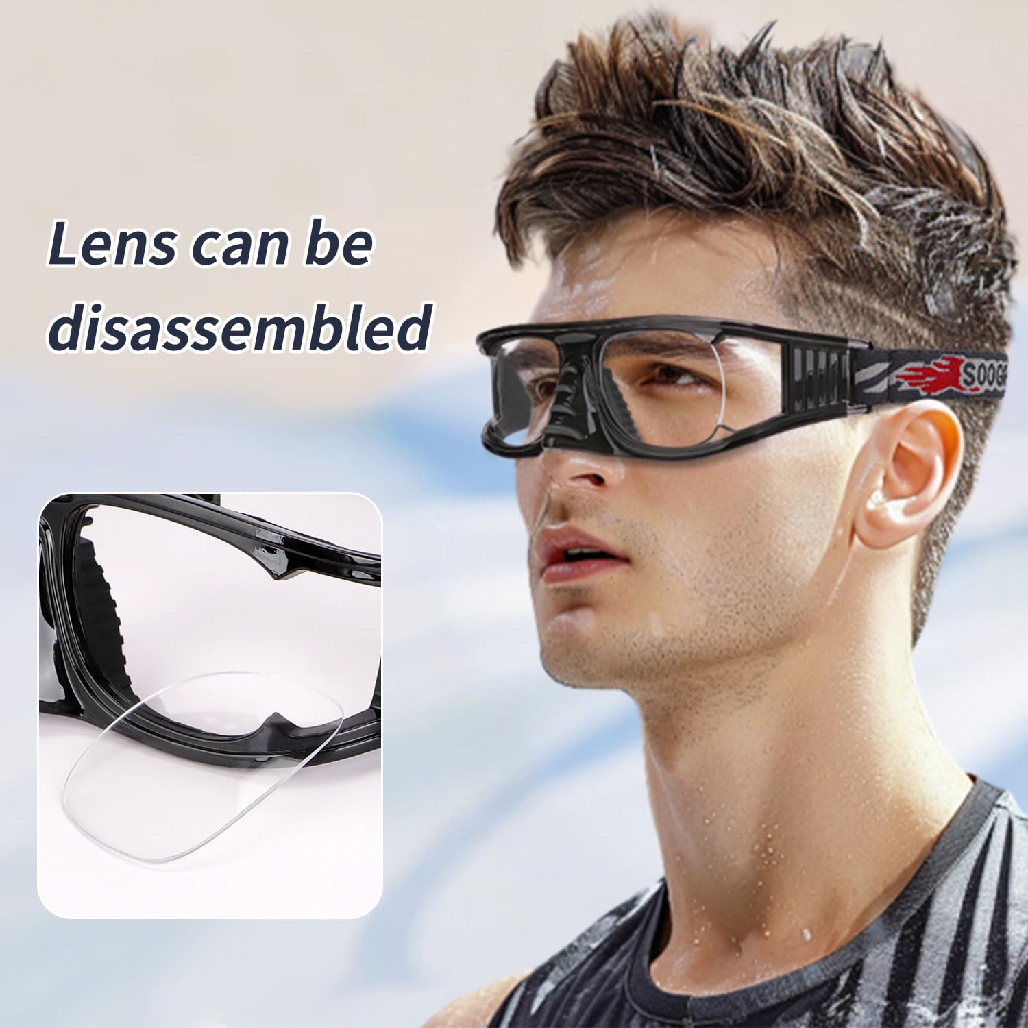 SooGree Gafas deportivas para raquetball, baloncesto, fútbol, fútbol, gafas de seguridad, lentes reemplazables