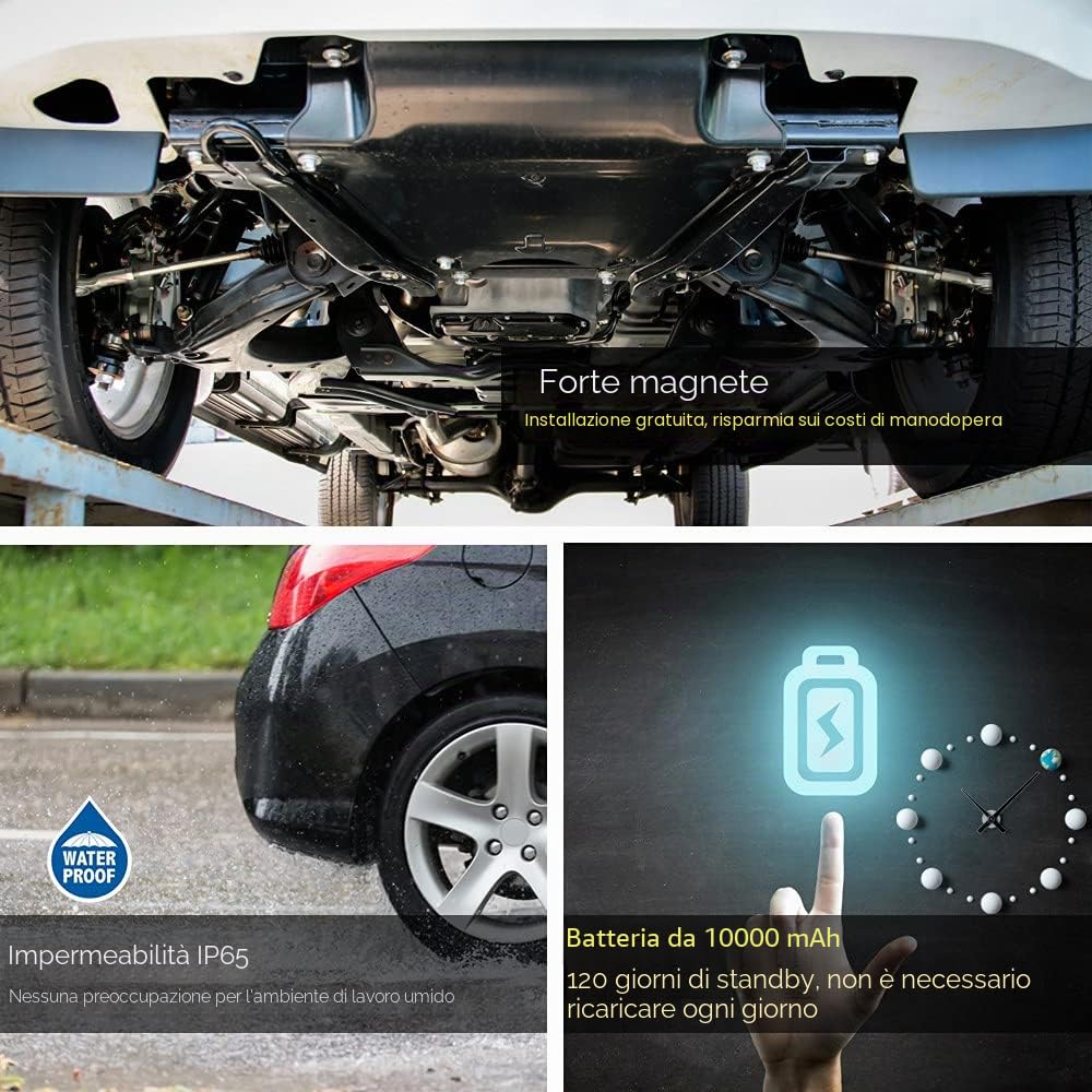 Winnes 4G GPS Tracker Localizzatore GPS Per Auto Moto Camion Con Forte Magnete Tracking in Tempo Reale,Geo-fence Alarm App Gratuita Antifurto 4GTK915