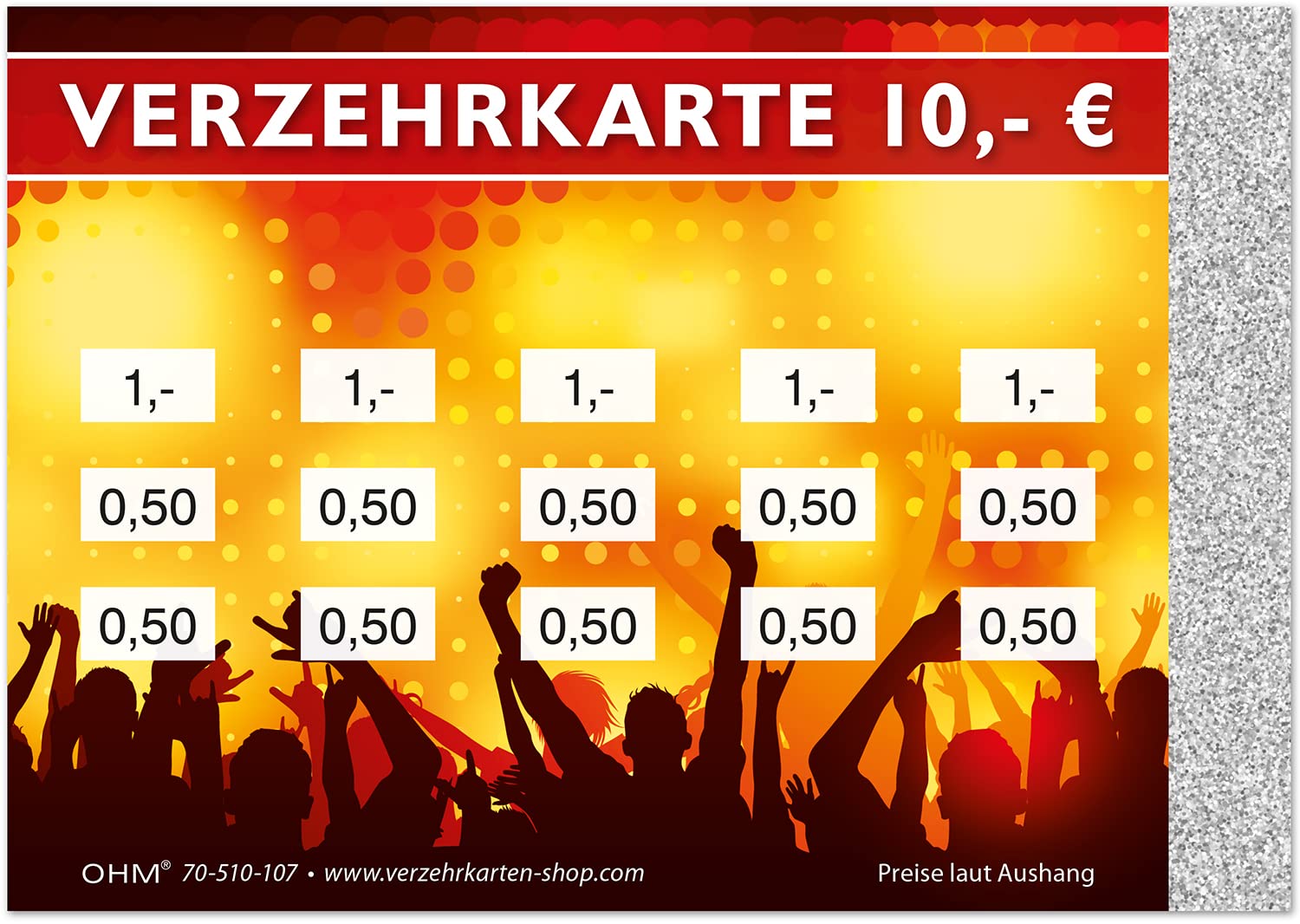 250 Verzehrkarten Event Gesamtwert 10 Euro Einzelwerte 0,50/1,- | Kopierschutz durch Hologrammstreifen, DIN A7, Bezahl-Alternative zu Wertmarken für Veranstaltungen, Vereine und Gastronomie