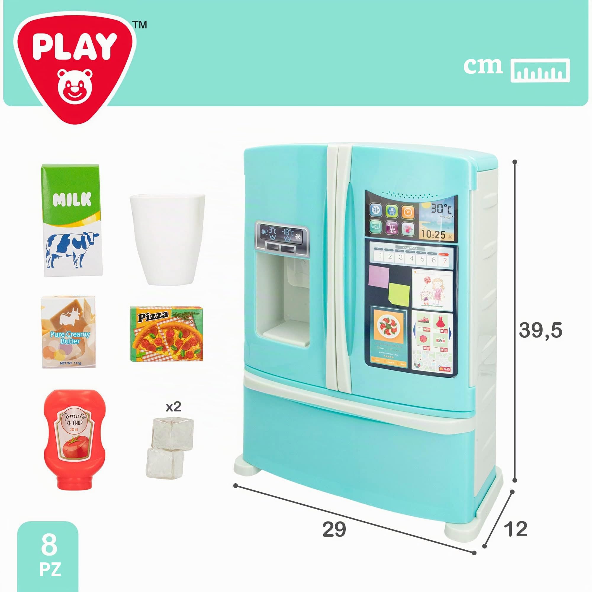 COLORBABY Play - Frigorifero giocattolo con suono, Frigorifero Giocattoli, Utensili da cucina, Accessori da cucina, Giocattoli per bambini, Elettrodomestici giocattolo (46902)