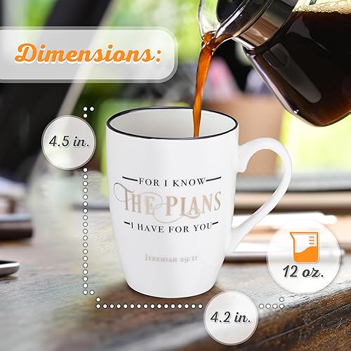 Miniatura 8 de Christian Art Gifts Taza de café de cerámica con diseño floral de durazno, 12 oz, sin plomo ni cadmio, no tóxica, inspiradora, taza de café y té