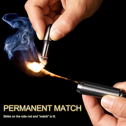 Miniatura 3 de Paquete de 2 encendedores de bala permanente con abrebotellas multiherramienta llavero y rompecristales, reutilizable, impermeable, fósforos en