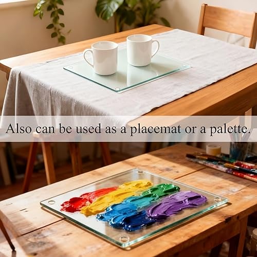 Miniatura 8 de Hacaroa Set of 4 Tempered Glass Cutting Board, 10"x10" Small Square Chopping Board with Rubber Feet, Non-slip Placement Tray for Kitchen Countertop,