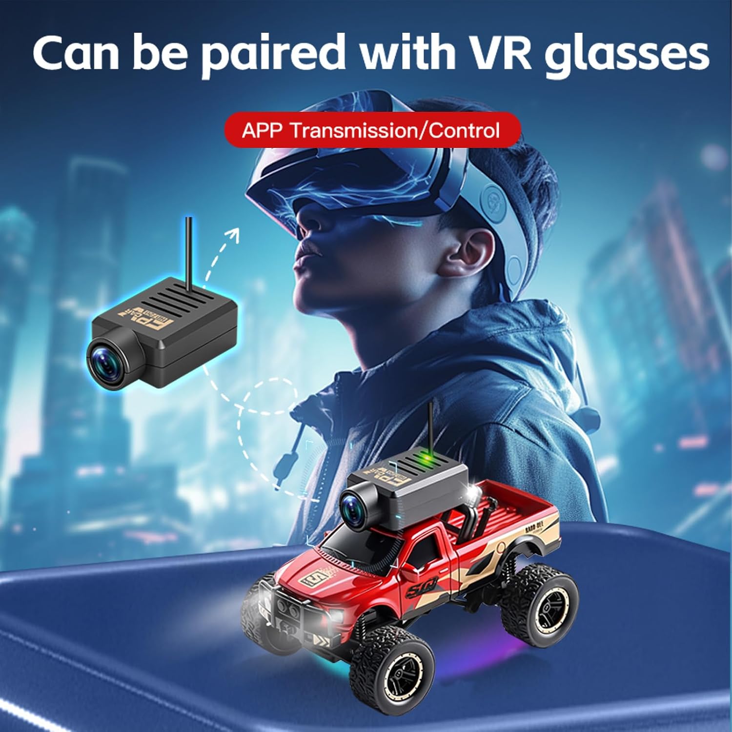 WLtoys 1:64 Scales Mini RC Car with HD Camera, 2.4G 4WD FPV Remote Control Off-Road Vehicle with Display Screen, Gyro, LED Lights, APP Controlled Model Vehicle (Red)