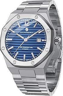 SAPPHERO Mens Watch Mechanical Automatic Watches for Man Date Luxury Analog 50 Meter Waterproof Business Sports Stainless Steel Strap Gifts