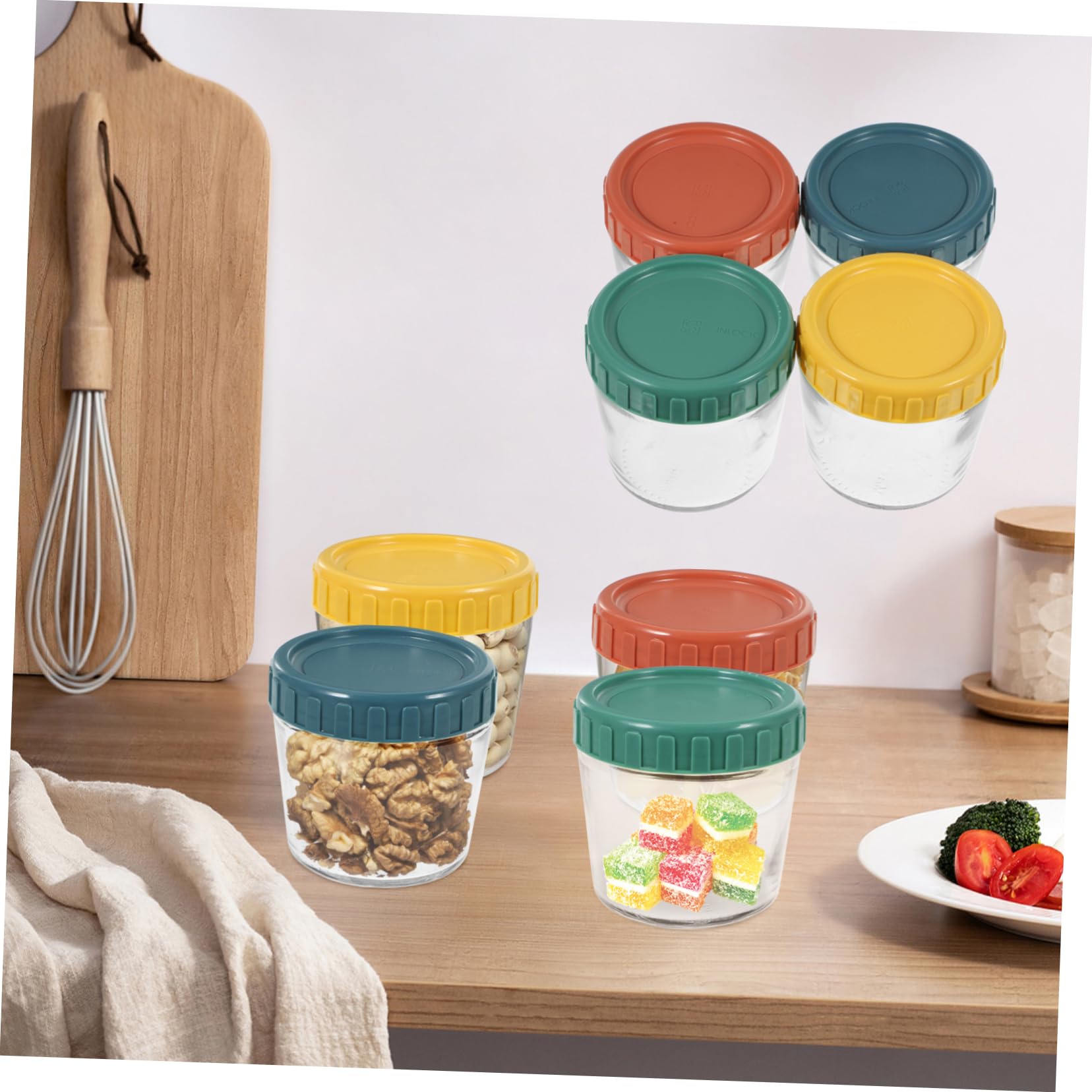 ABOOFAN 4 Tarros de Cristal Herméticos Fáciles de Limpiar Tapa de Silicona, Reutilizables, para Alimentos, Yogur y Cereales