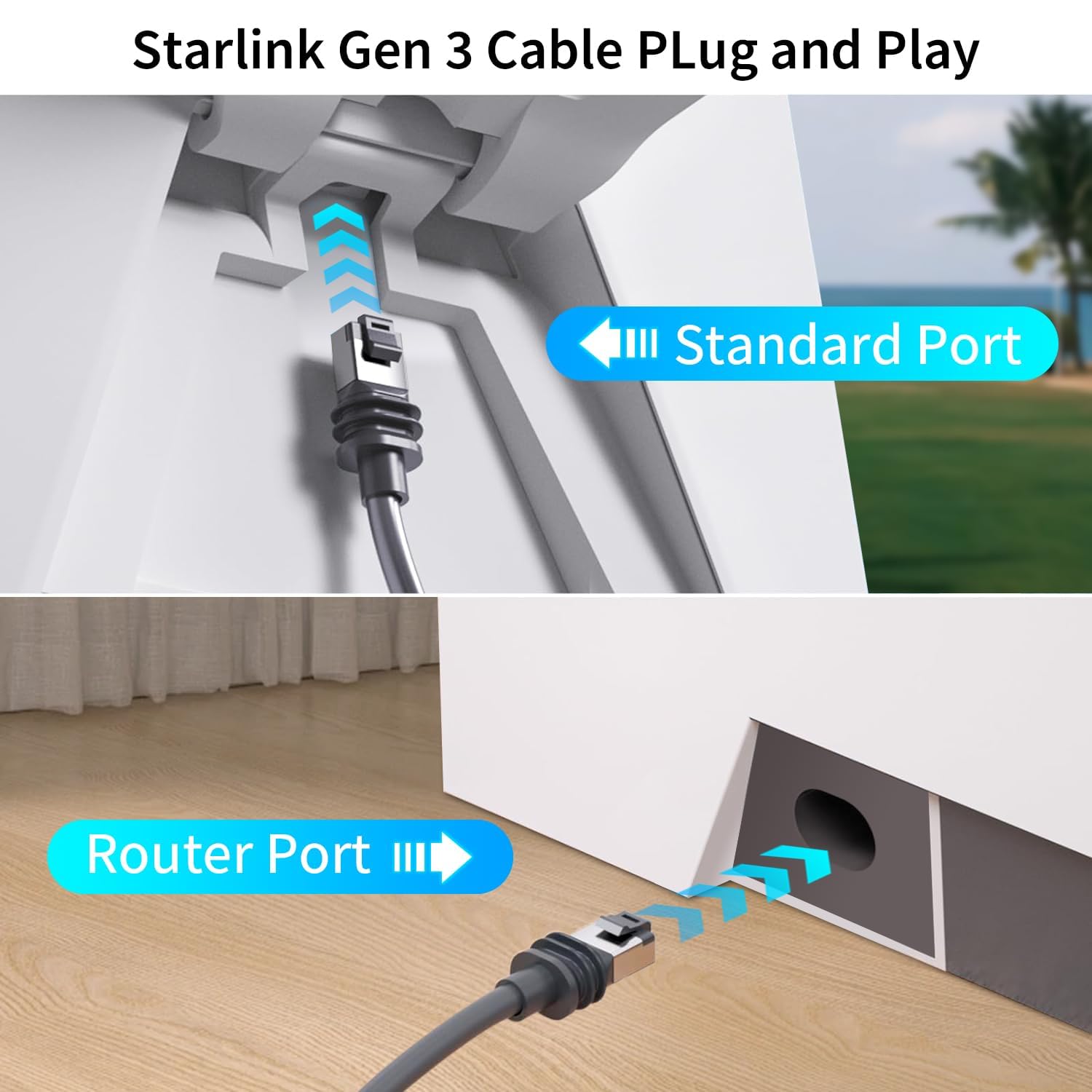 Cavo Starlink Gen 3 75ft XGMATT Starlink Gen 3 - Cavo Di Prolunga Impermeabile Starlink Per Starlink Standard Actuated Gen 3 / Satellite V3, Ricambio Starlink Ethernet Gen 3 Accessorio Starlink Standard Actuated V3 - 2
