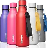 Vista 219 de BJPKPK Botellas de agua aisladas, botella de agua de metal de acero inoxidable de 18 onzas con correa, termo a prueba de fugas sin BPA, tazas