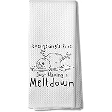 有趣的圣诞节融化雪人厨房毛巾,圣诞节雪人菜茶毛巾,用于厨房装饰,我很好,只是融化圣诞节冬季浴室手巾,16x24 英寸,CC105