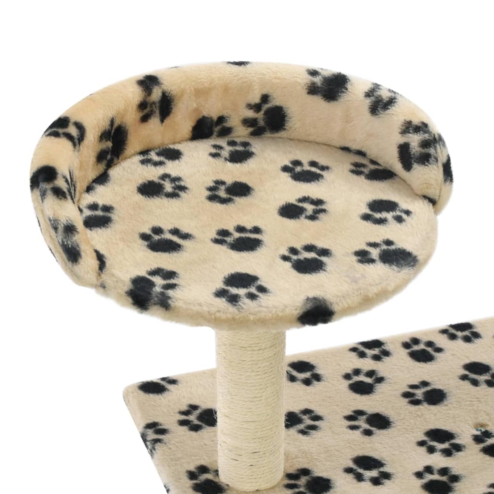 Rascador para Gatos con Poste de sisal 95 cm Huellas Beige Poste Rascador para con Cuerda de Sisal, Colgante para Gatos y Manta Suave