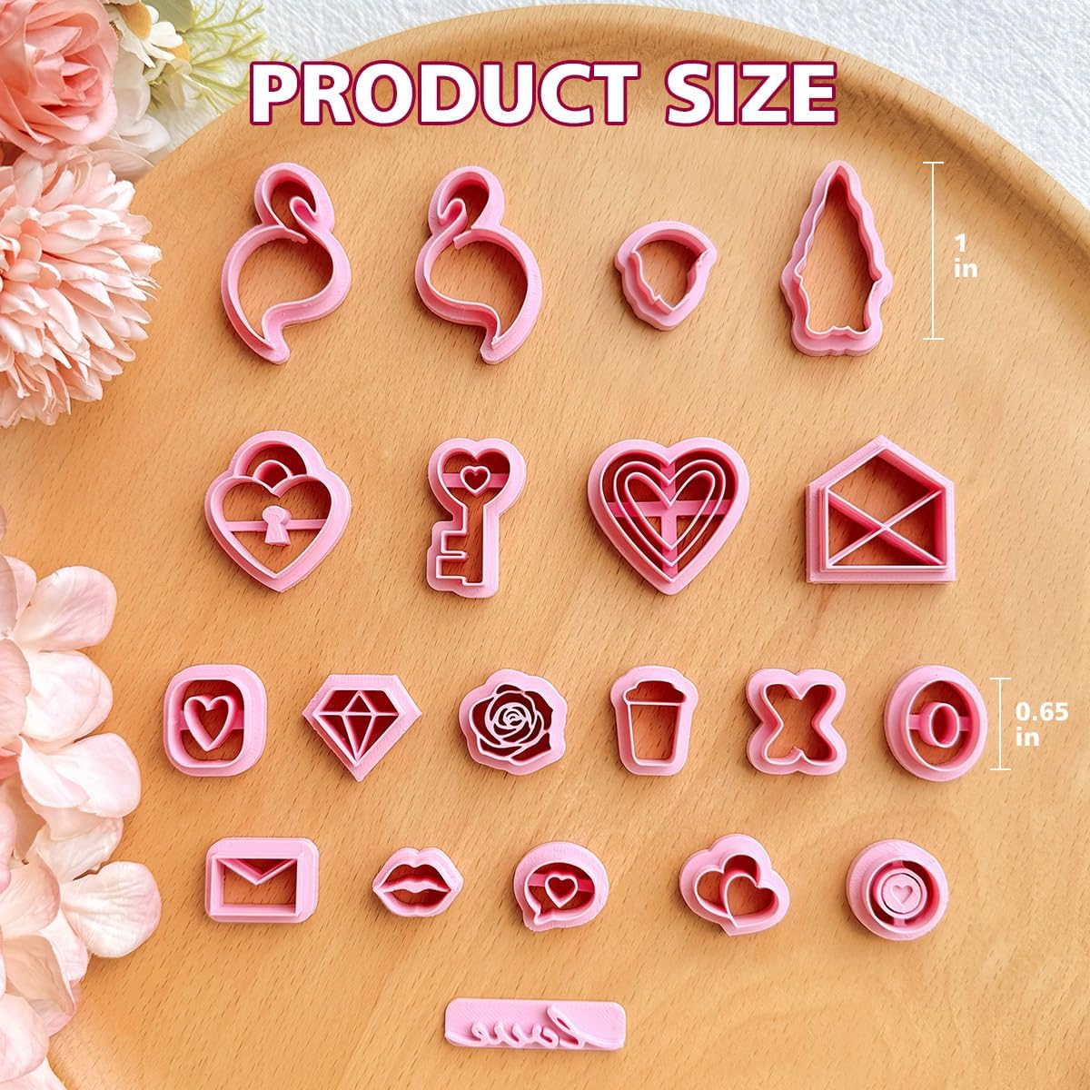 KEOKER Valentines Day Polymer Clay Cutters, Valentines Polymer Clay Cutters for Earrings Making, 20 Shapes Valentines Earring Clay Cutters, Heart Clay Cutters for Polymer Clay Jewelry (ALL2)