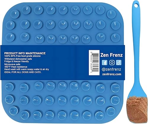 Miniatura 2 de Alfombrilla prémium para lamer perros y gatos con ventosas y espátula esparcidora para separar mascotas, alivio de la ansiedad, alimentador lento,