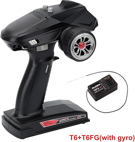 Miniatura 7 de INJORA Transmisor RC 2.4GHz 6CH Controlador y receptor con giroscopio remoto receptor interior para 1/8 1/10 RC Coche Barco Tanques Crawler TRX4
