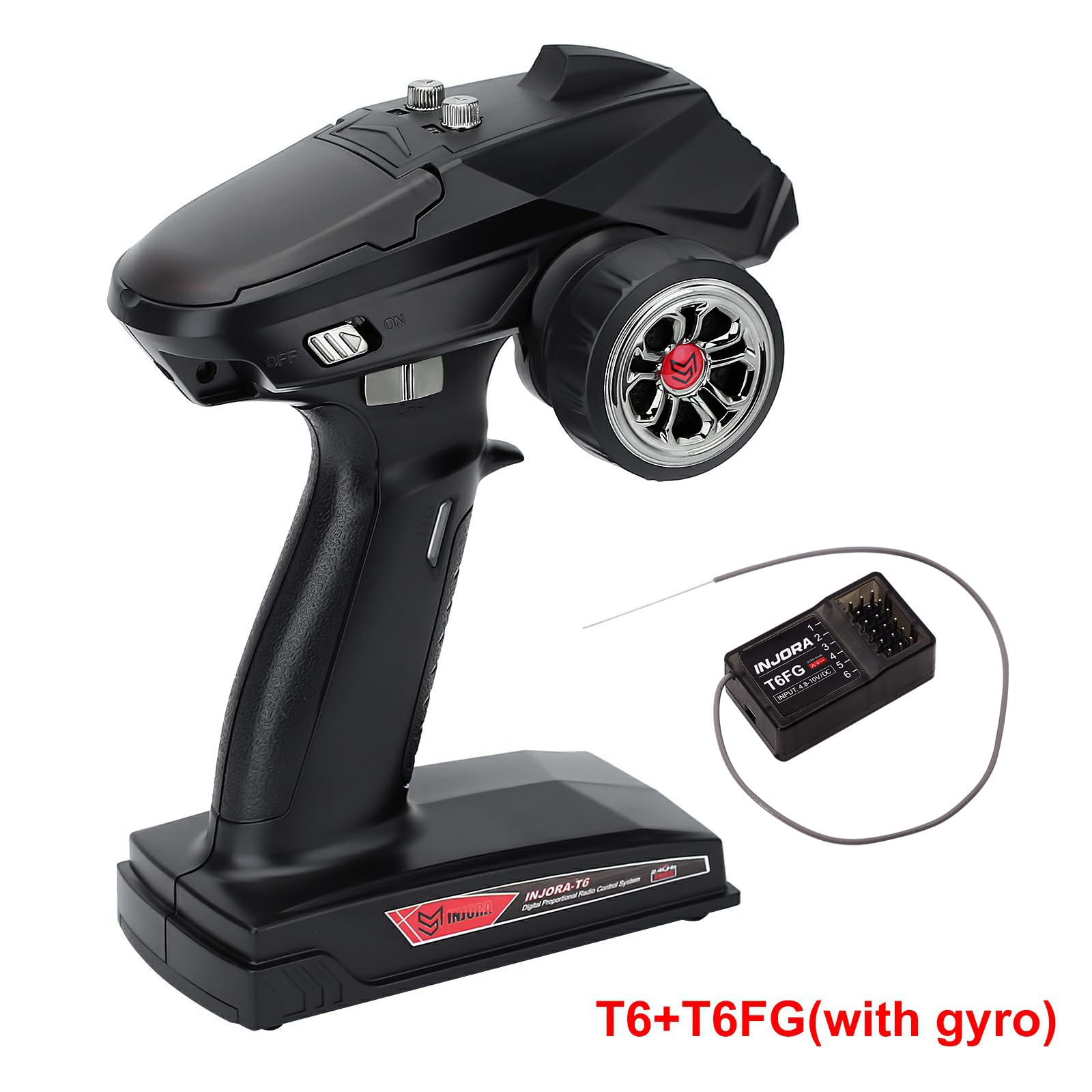 INJORA RC Car Fernsteuerung 2,4GHz 6 Kanal RC Fernbedienung mit Gyro Fernbedienung mit Empfänger T6FG für 1/8 1/10 RC Auto Boot Panzer Crawler TRX4 SCX10