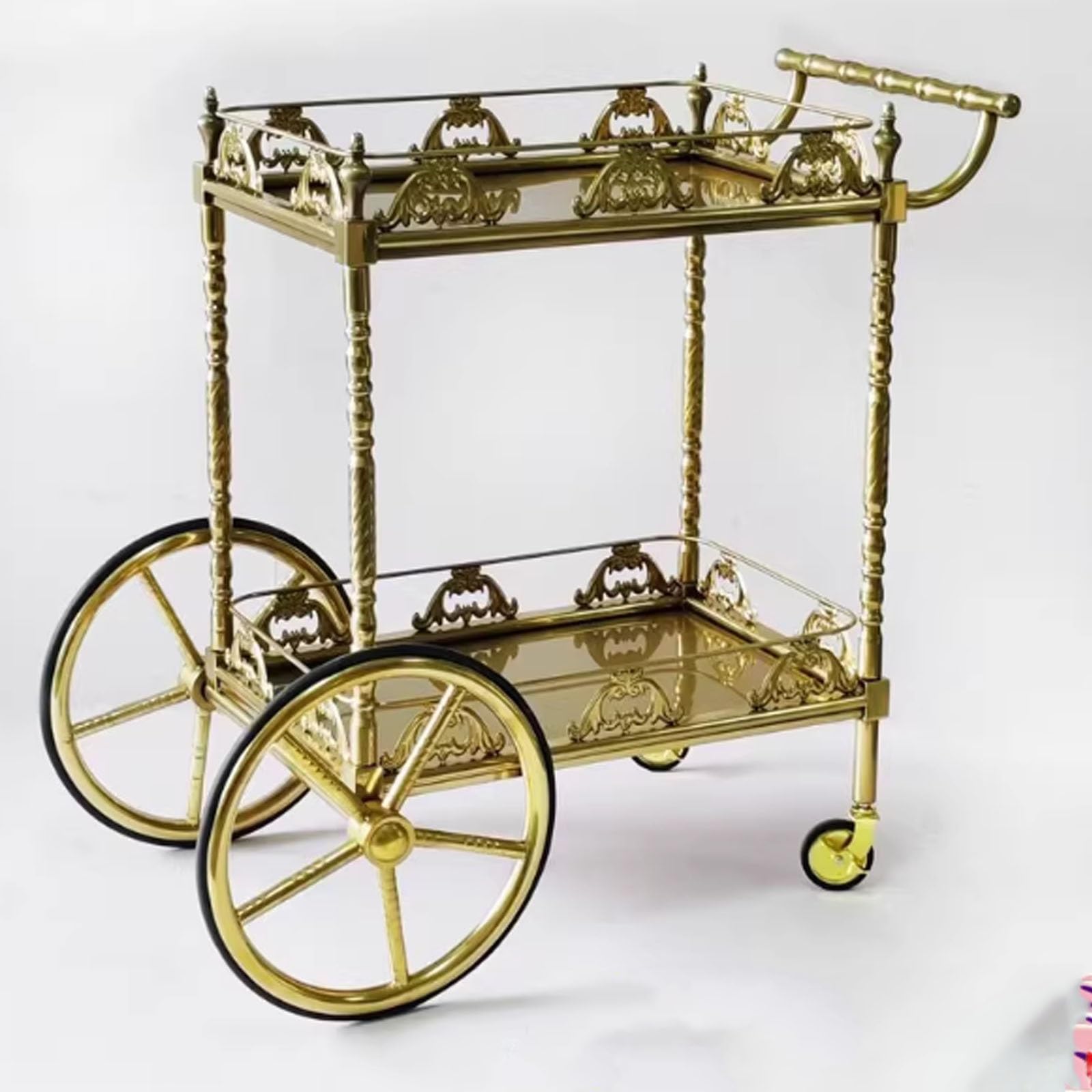 Carrello di Servizio per Vino in Acciaio Inox Portatile in Stile Europeo, Carrello per la Consegna di Cibo per Hotel, ristoranti, Hot Pot, Carrello di Servizio Commerciale Resistente con ruo