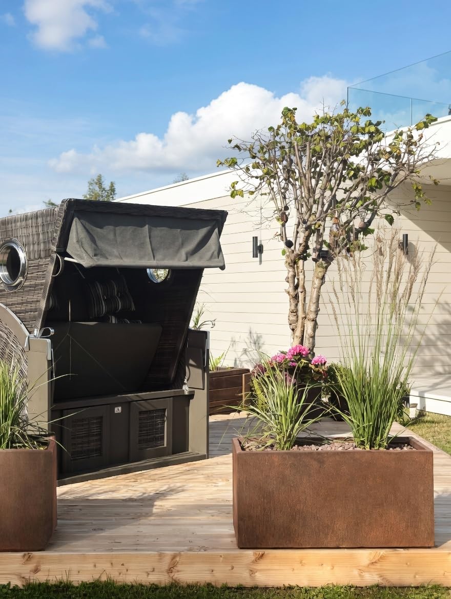 Pflanzwerk® Pot de Fleur Tub Jardinière Brun Roux 30x60x30cm Résistant au Gel Protection UV