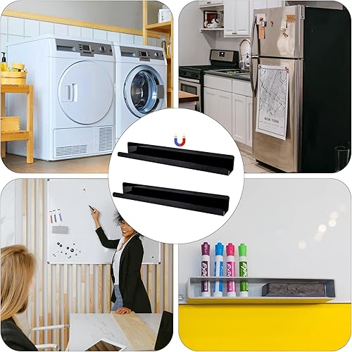 Miniatura 7 de 2 estantes magnéticos para libros, repisa magnética para pizarra blanca con soporte magnético para marcadores, estante flotante para libros, bandeja