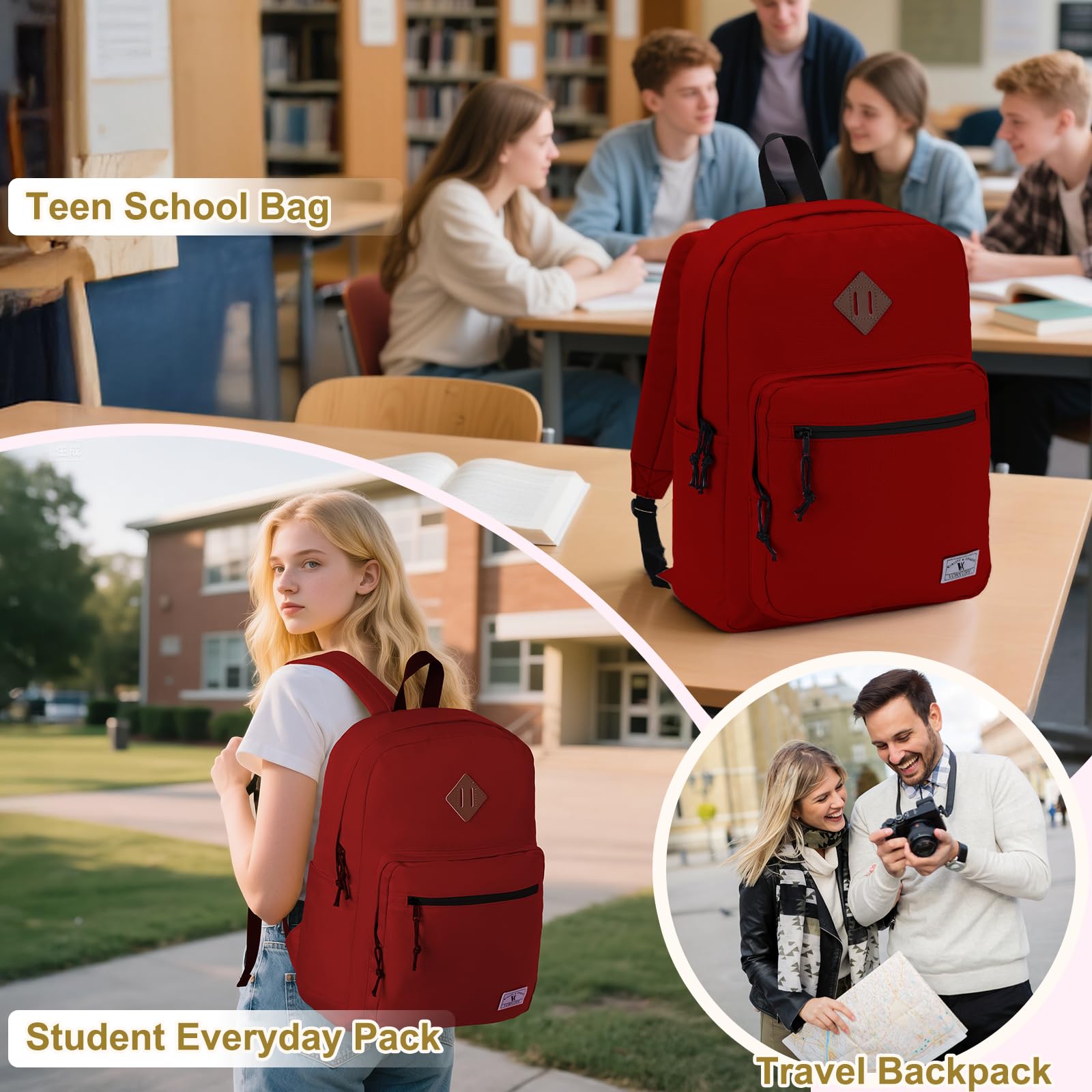 VX VONXURY Zaino Scuola, Leggero Zaino Donna Zainetto per Bambini Ragazzo Ragazza Piccola Resistente All'acqua Casual Zaino da Viaggio Media per Università Lavoro