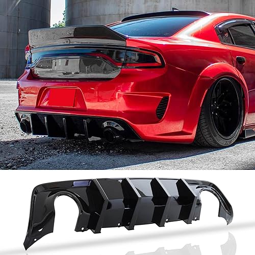 WildWell Charger Rear Diffuser for Dodge Charger Widebody SRT Hellcat Scat Pack 2020-2024 Glossy Black