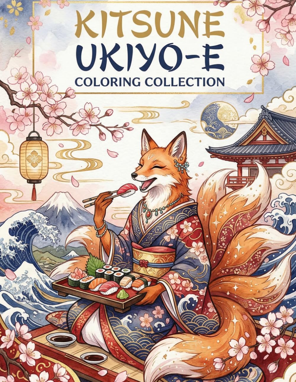 Kitsune Ukiyo-e Coloring Collection: Hokusai, Kuniyoshi, Sharaku & More – Japanese Style Fox Art for Relaxation and Creativity