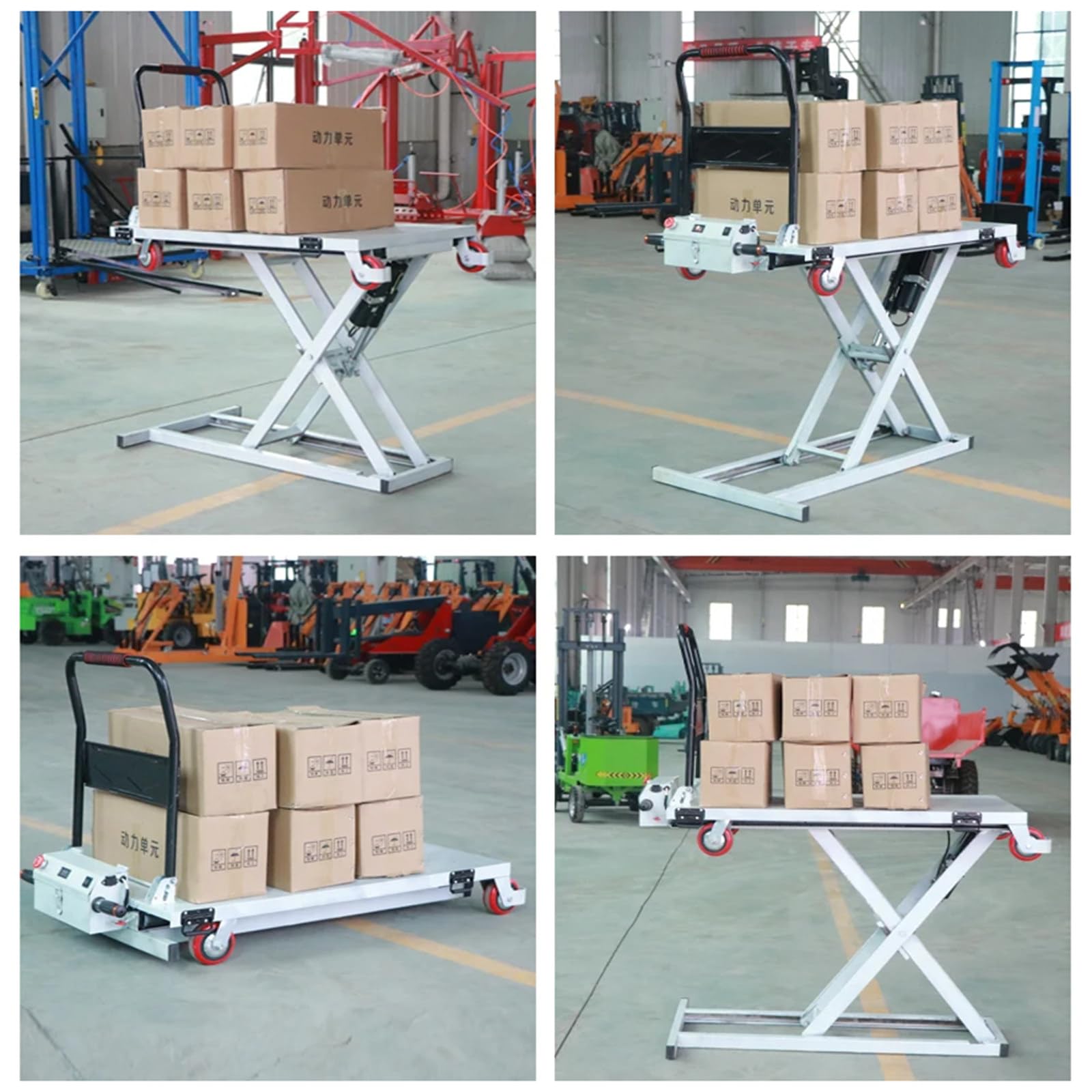 Carrello a Forbice con Tavolo elevatore Idraulico, elevatore Mobile Elettrico a 4 Ruote per la movimentazione dei Materiali, capacità 300 kg, Altezza di Sollevamento