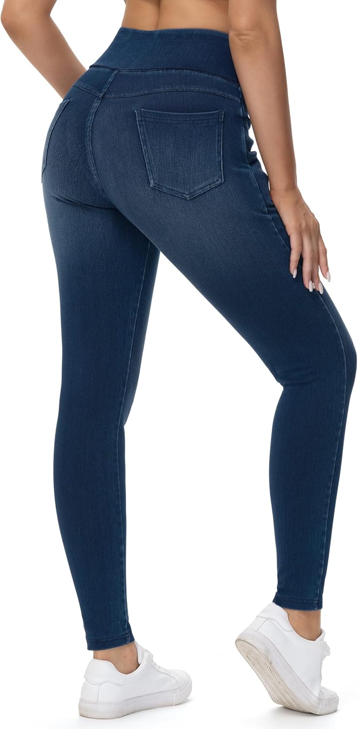 Dragon Fit Women's Stretchy Jeggings with Pockets High Waisted Skinny Jeans Pants Tummy Control Jean Leggings - Image 2