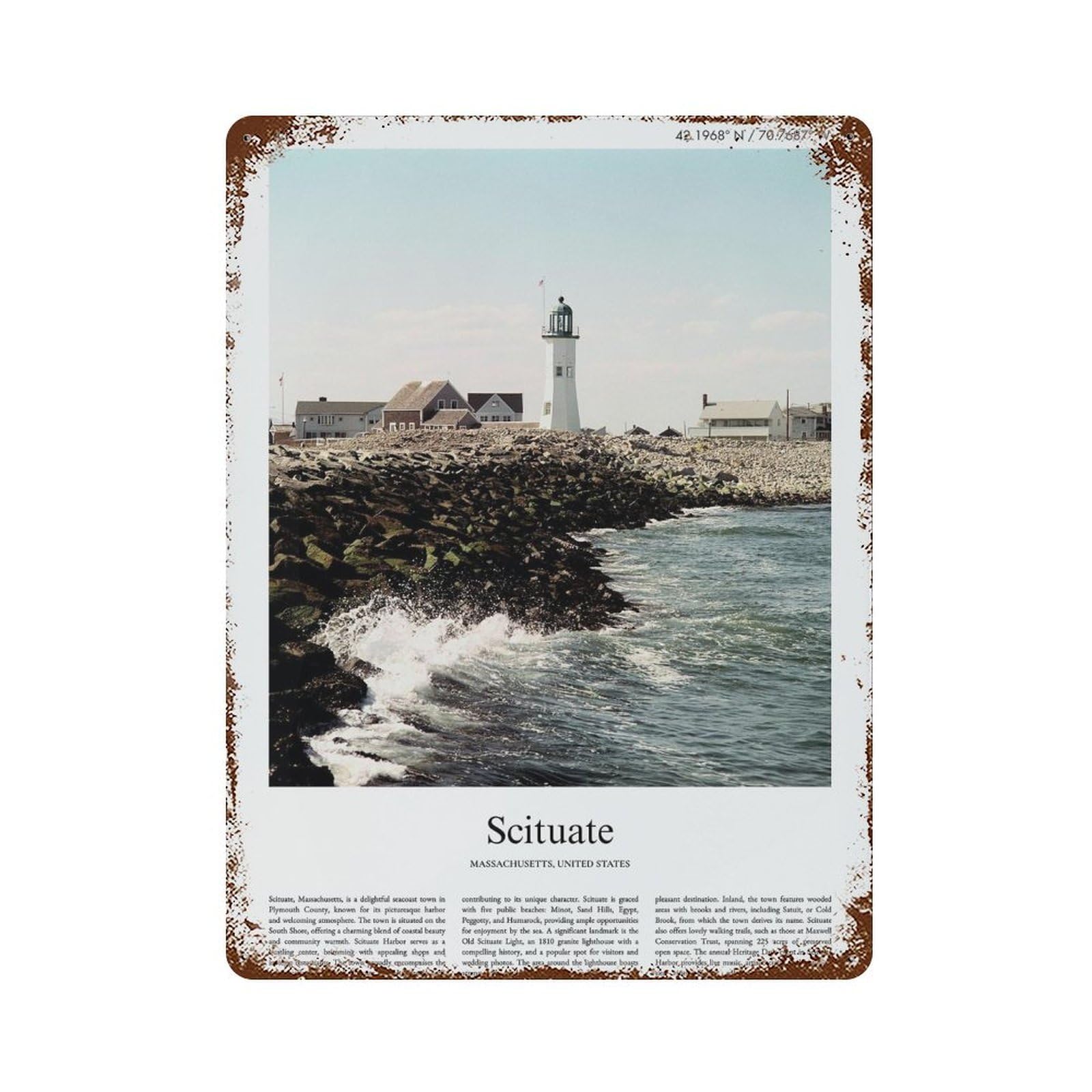 xiaoxiaoshen Scituate Massachusetts, United States, USA City Scenery Wall Decor Art Metal Tin Poster Modern Home Decor Art Home Bar Shop Decorations Vintage Sign 40x30cm