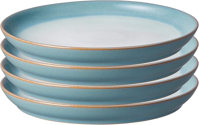 Denby 123048924 Azure Haze 4 Piece Medium Coupe Plate Set