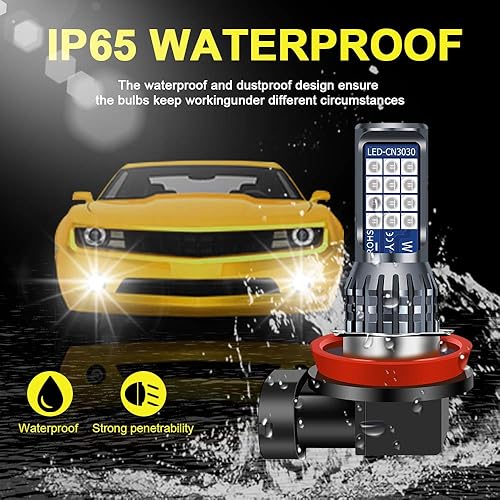 Vista 56 de 2 bombillas LED H8 H9 H11 antiniebla de limón verde, 24 LED 3030 chips superbrillantes, bombillas LED de repuesto DRL para automóviles, camiones