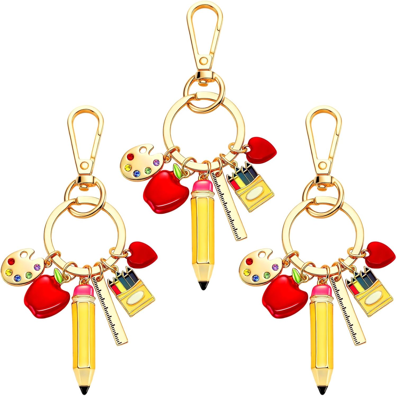 Nosiny 3 Pcs Teacher Appreciation Gifts for Valentines Day Teacher Keychain Bag Charms for Appreciation Accessories