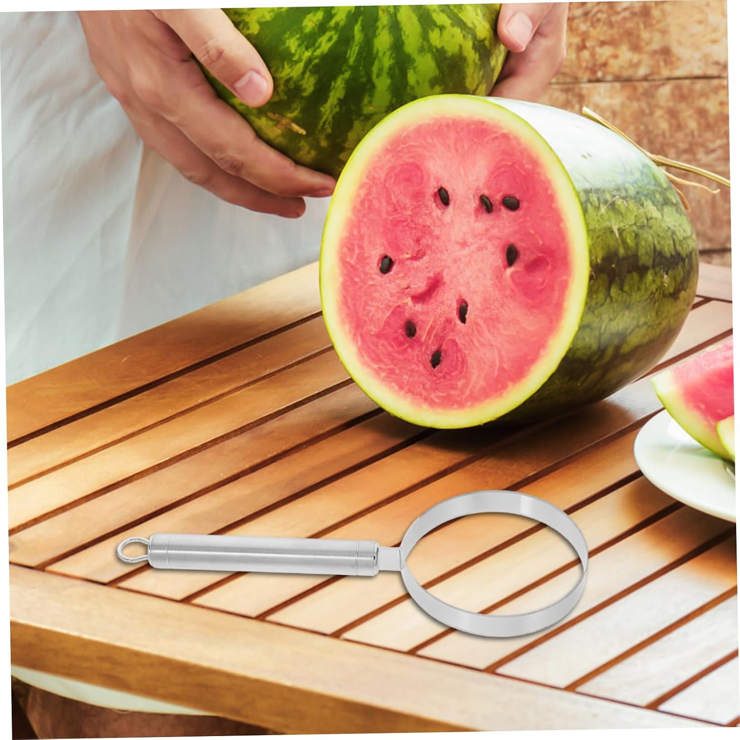 Mikinona 3pcs Stainless Steel Watermelon Fruit Scooper Kitchen Gadget Non- Handle Design for Home Use Convenient Hanging Storage