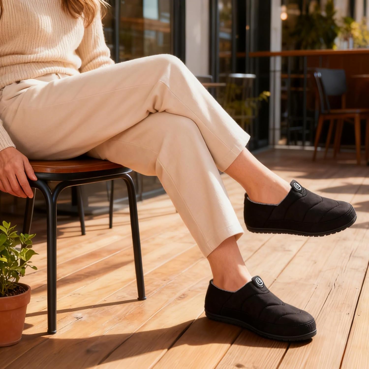 LongBay Women's Comfy Slippers Indoor Outdoor House Shoes with Removable Insole & Non-Slip Sole - Image 2