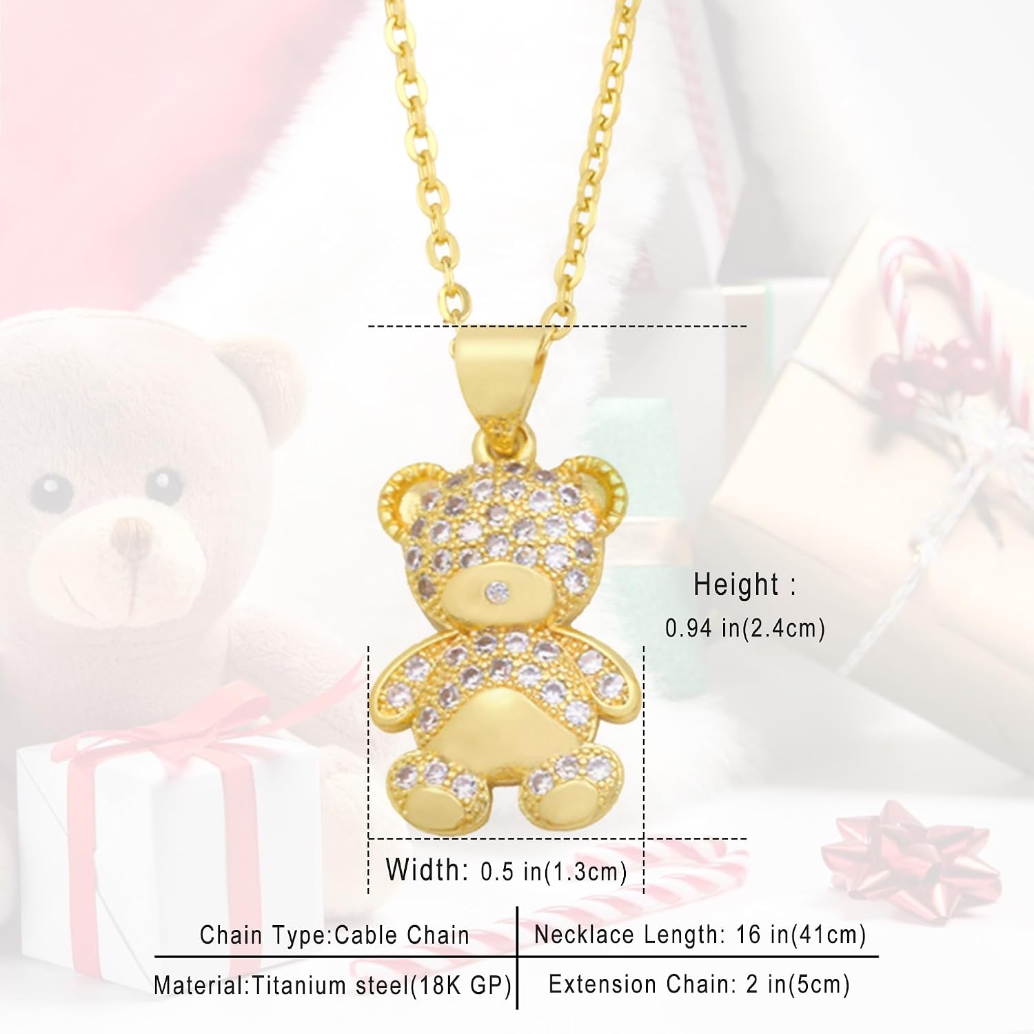 Cute Teddy Bear Necklace For Girls - Playful Animal Bear Pendant Nature-inspired Fashion Accessory Adorable Charm Animal Jewelry Hypoallergenic image 2