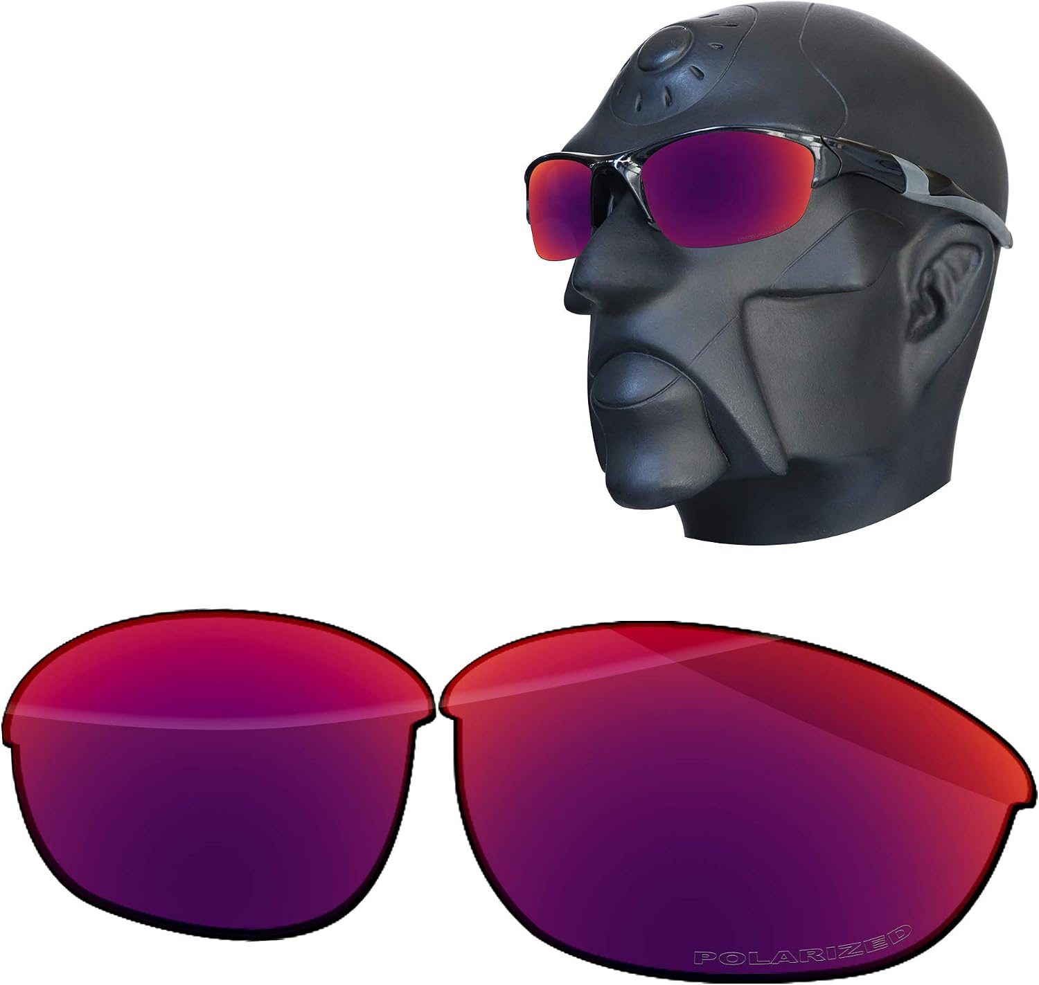 Ensky Replacement Lenses for Oakley Half Jacket 2.0 OO9144 62mm Sunglasses - Crimson Lake
