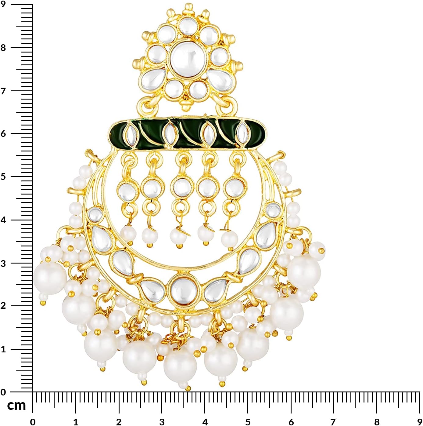Aheli Ethnic Wear Faux Kundan Studded Enamel Drop Dangle Earrings with Beaded Tassels Traditional Fashion Jewelry Gift for Indian Women