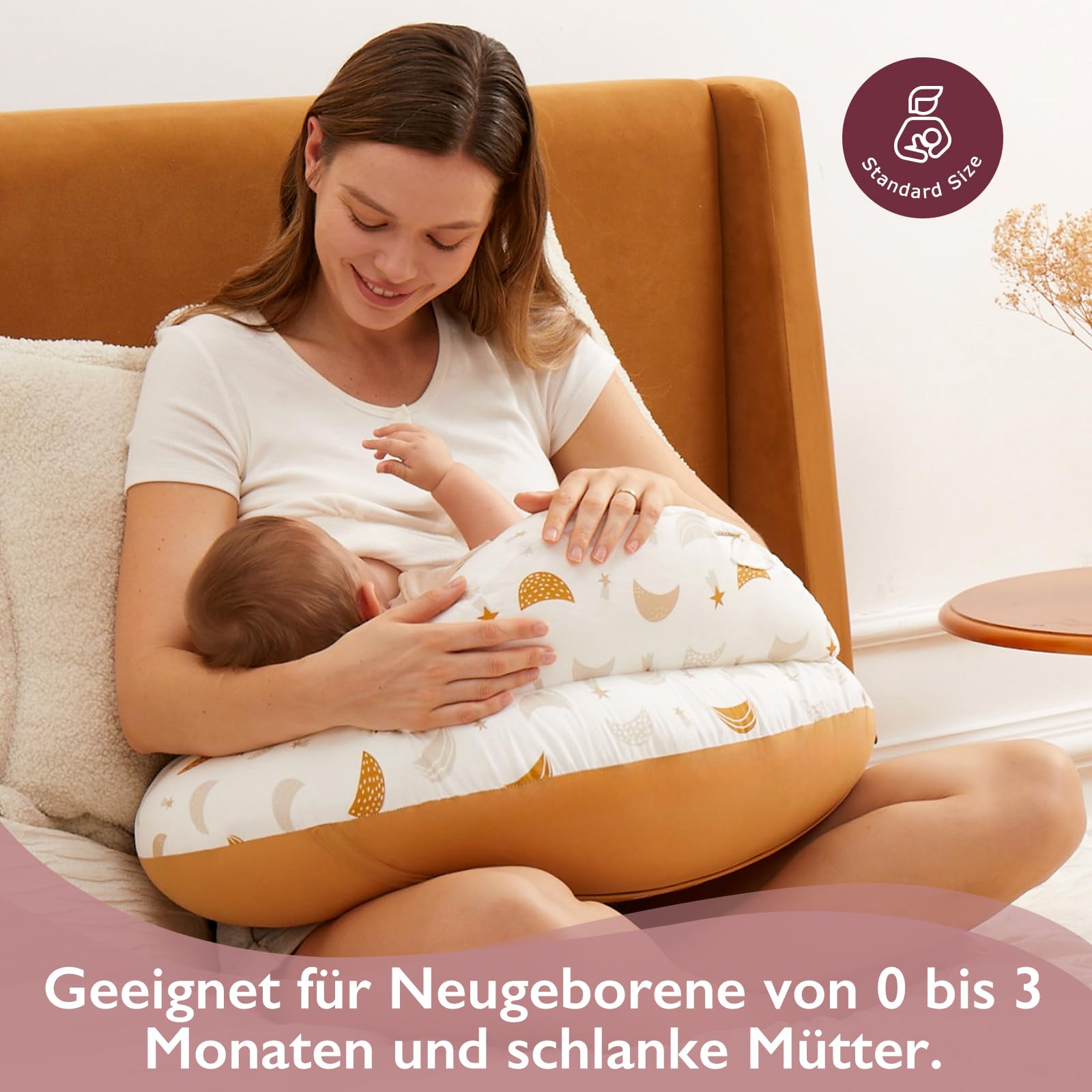 Momcozy Stillkissen mit Sicherheitsumrandung – Ergonomisches Still- und Lagerungskissen mit verstellbarem Gurt & abnehmbarem Baumwollbezug,Meteoritenschauer
