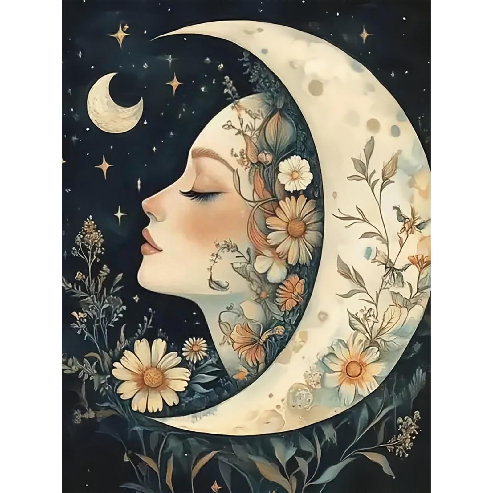 Lczsh Moon Goddess Adult Art Diamond Painting Kit 5D Full Drill, For Home Wall Decor, Diy Gem Art Kit 12X16 Inch