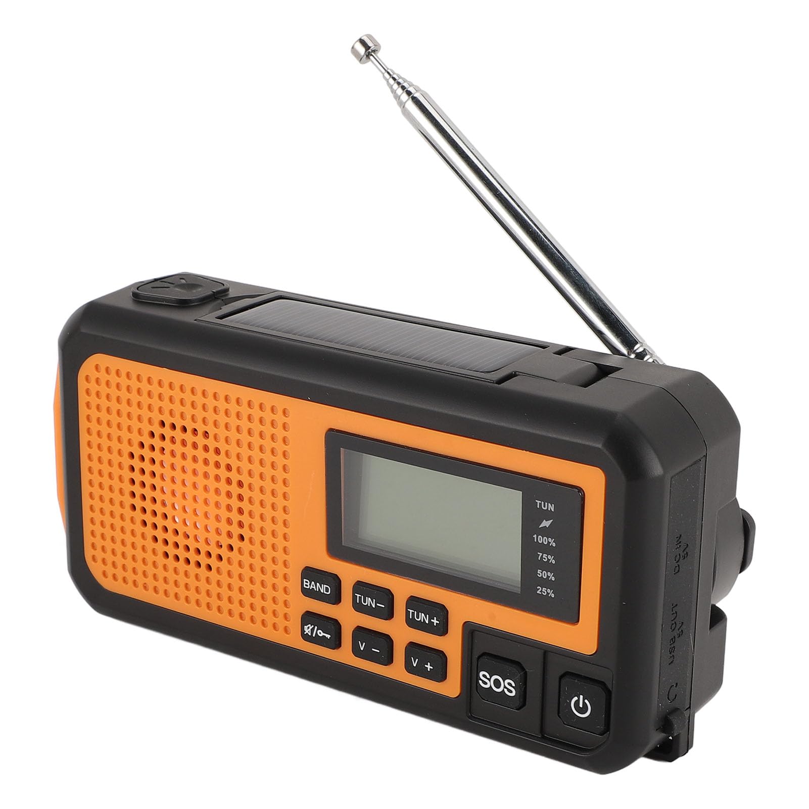 Radio d'urgence à Manivelle Solaire-AM/FM/SW, Alarme SOS, Chargement USB, Haute sensibilité, Lampe de Poche LED pour Camping en Plein Air