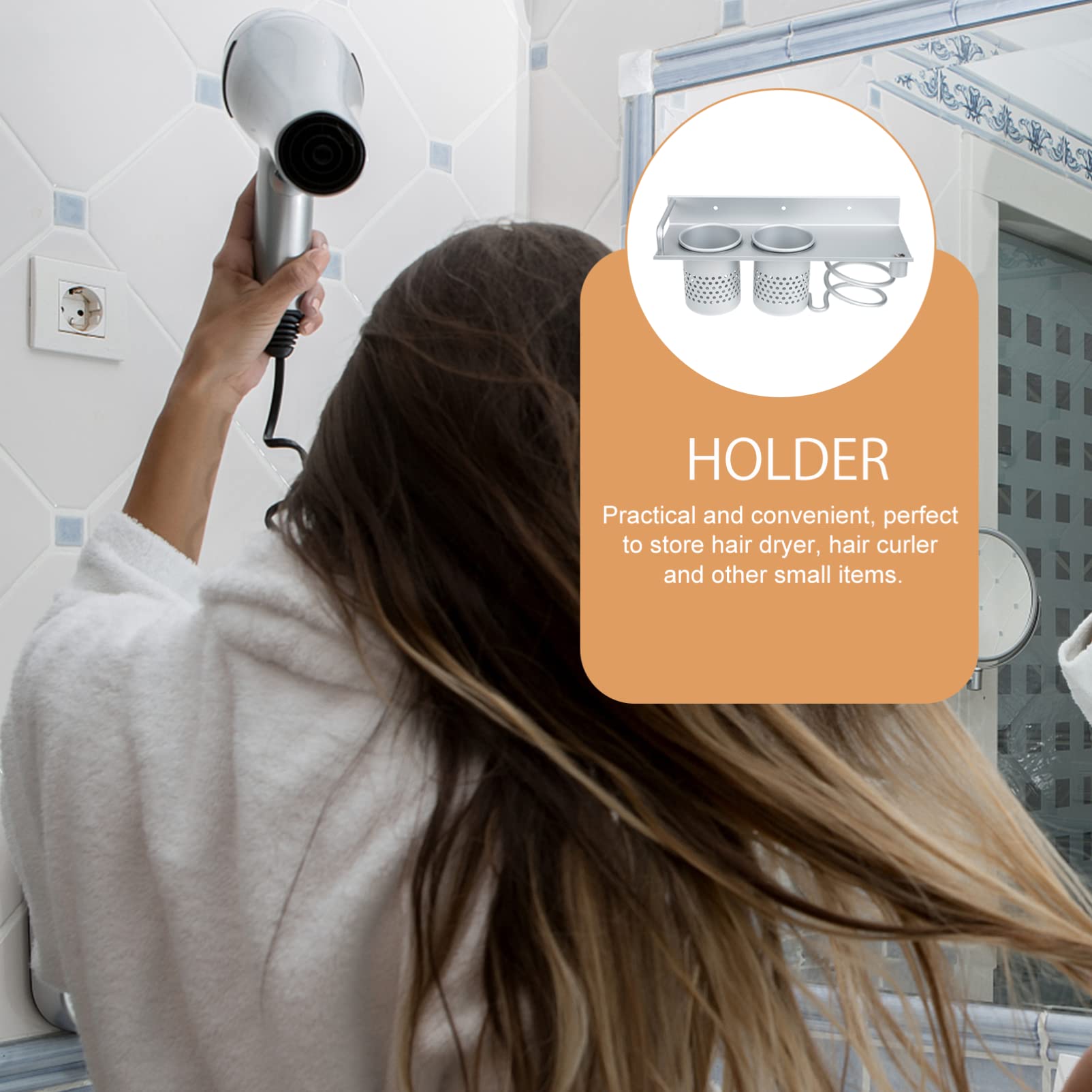 Zerodeko Haar Bad Schmuckhalter Für Lockenwickler Friseurtrockner Aufhänger Kamm Wandmontierter Kleiderständer Wandregale Werkzeug An Der Wand Montiert Weltraum Aluminium