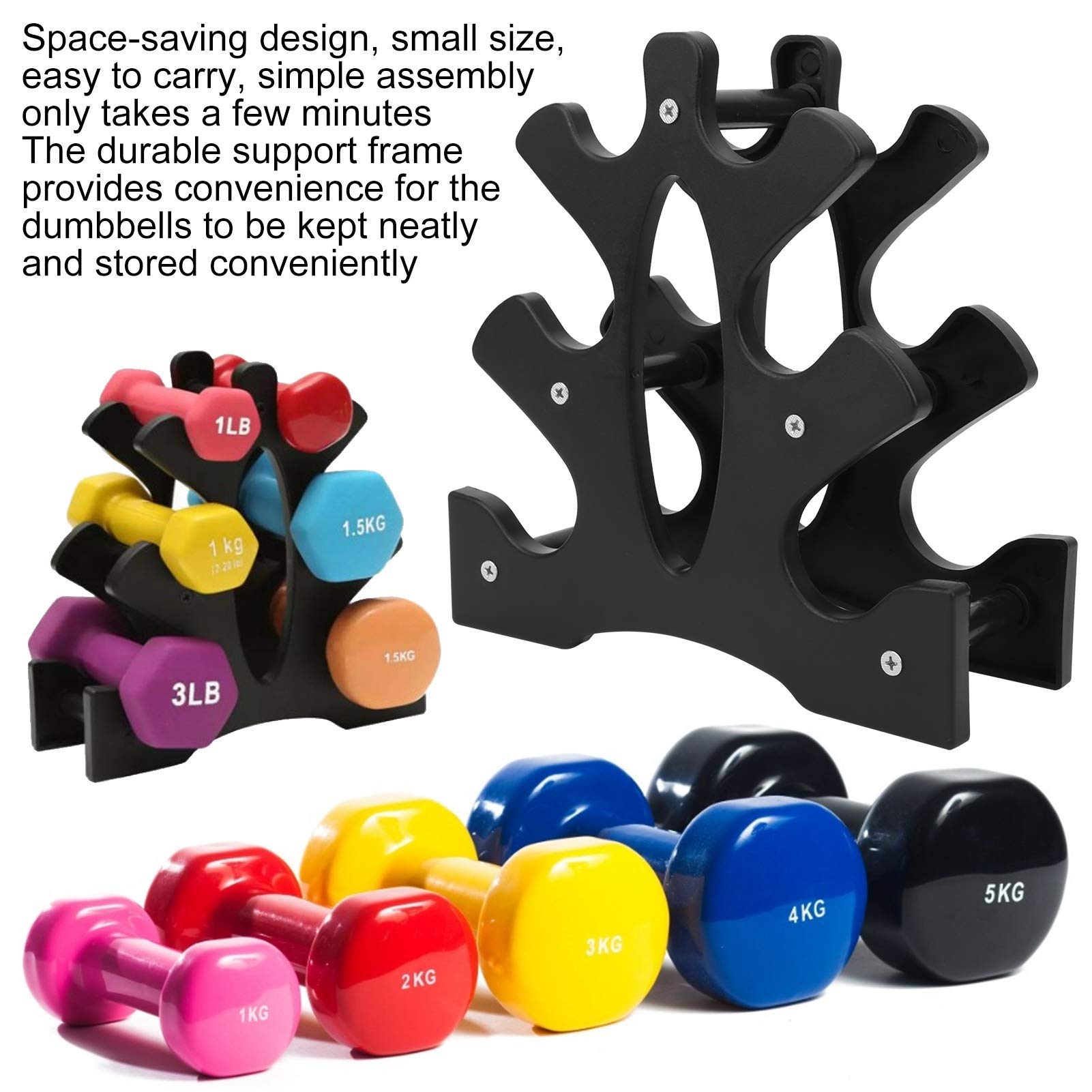 Gaeirt 3 Livelli Rack per Manubri dumbbell rack Telaio di Supporto Robusto da 20 kg, Design a Forma di Albero Risparmiatore di Spazio per Palestra Domestica Soportes para mancuernas