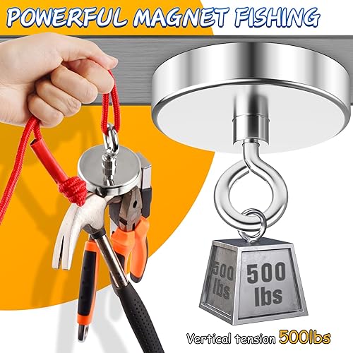 Miniatura 7 de Grtard Imán de neodimio súper fuerte, imán de neodimio de 500 libras (500.4 lbs) con fuerza de tracción imán de tierras raras con agujero avellanado