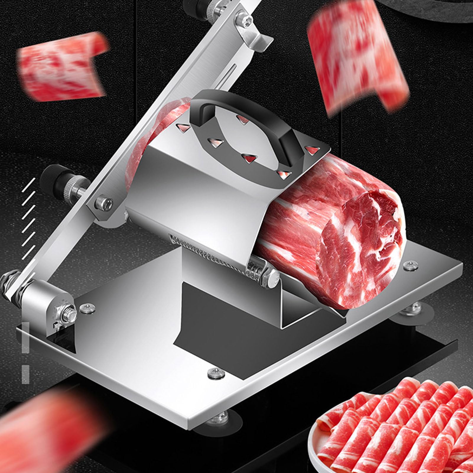 Ręczna Krajalnica do Mięsa dla Domu - Żeberka ze Stali Nierdzewnej Rozdrabniacz Mięsa, Wielofunkcyjna Maszyna do Krojenia Mięsa dla Restauracji Sklepy z Gorącymi Garnkami (Mały