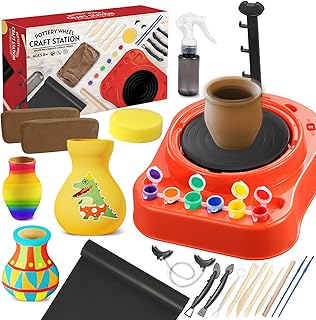 Pottery Wheel for Kids - Complete Pottery Kit for Beginners with Air Dry Clay, Upgraded Sculpting Clay Tools & Arts Supplies, Crafts for Girls Ages 6-8, Crafts Kits for Kids Ages 4-8, 8-12