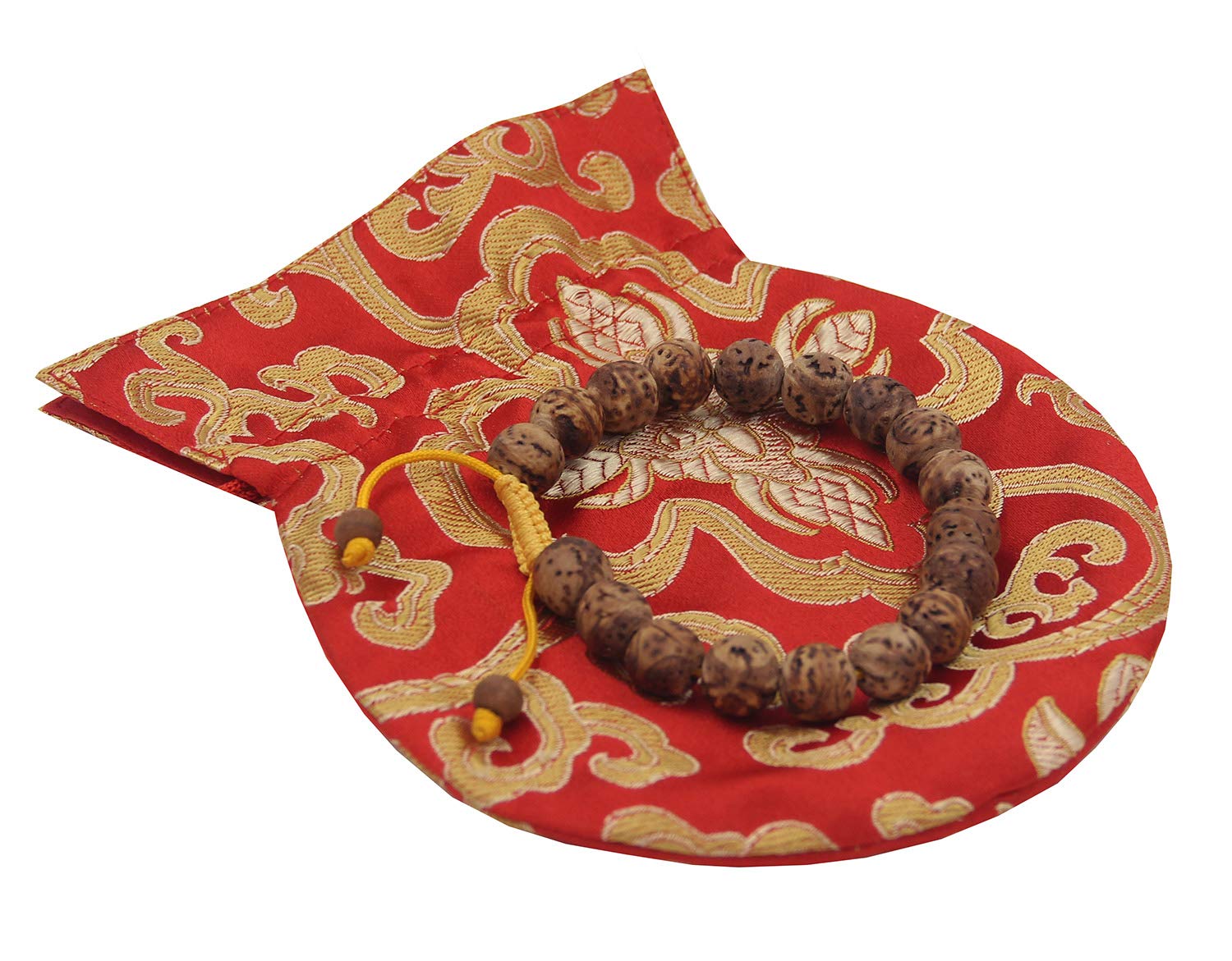 DharmaObjects Tibetan Buddhist Meditation 18 Beads Genuine Bodhiseed Wrist Mala/Pouch