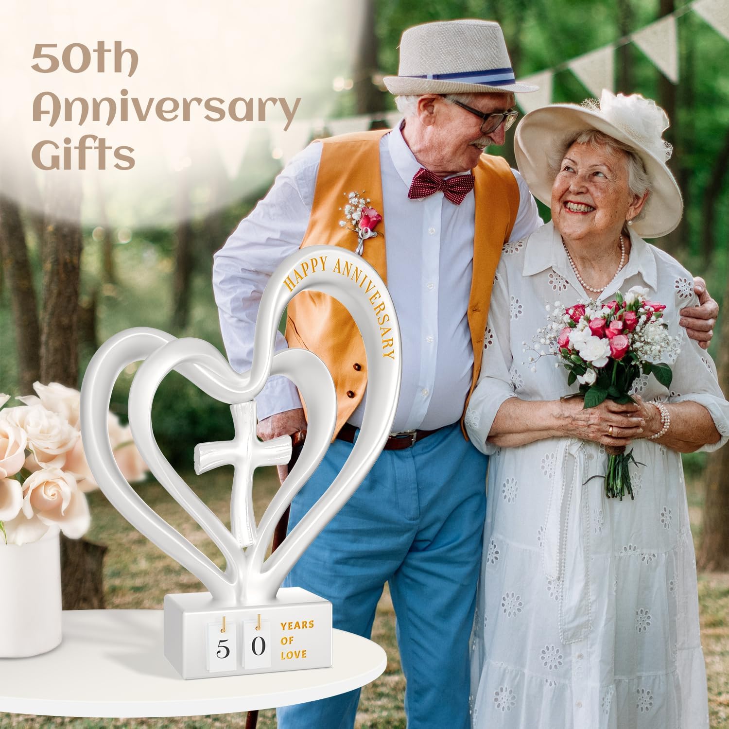 Wedding Anniversary Heart Sculpture Gifts Best for Couple Parents Wife Husband Unique 10th 25th 50th Anniversary Wedding Gift Ideas - Image 5