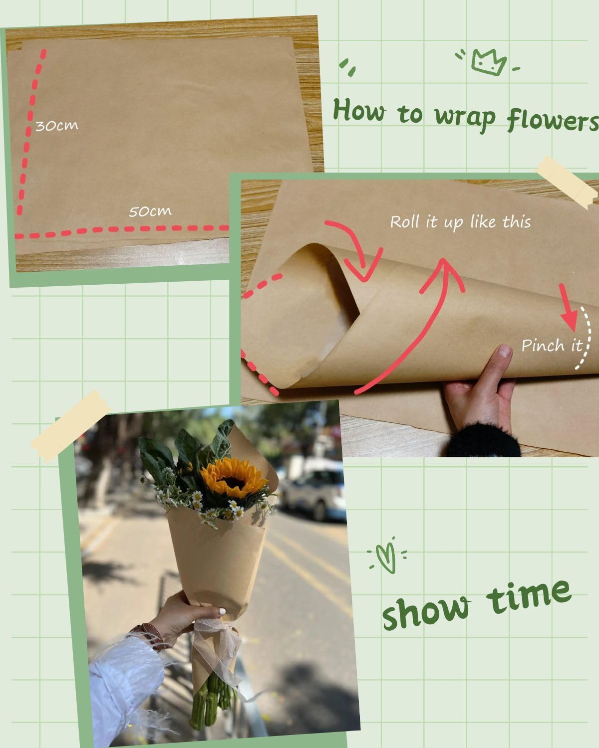 Rotolo Carta da regalo, Carta Kraft 30cm,Carta Imballaggio per Confezioni Regalo, Artigianato,Decorazione (Marrone, 10M)